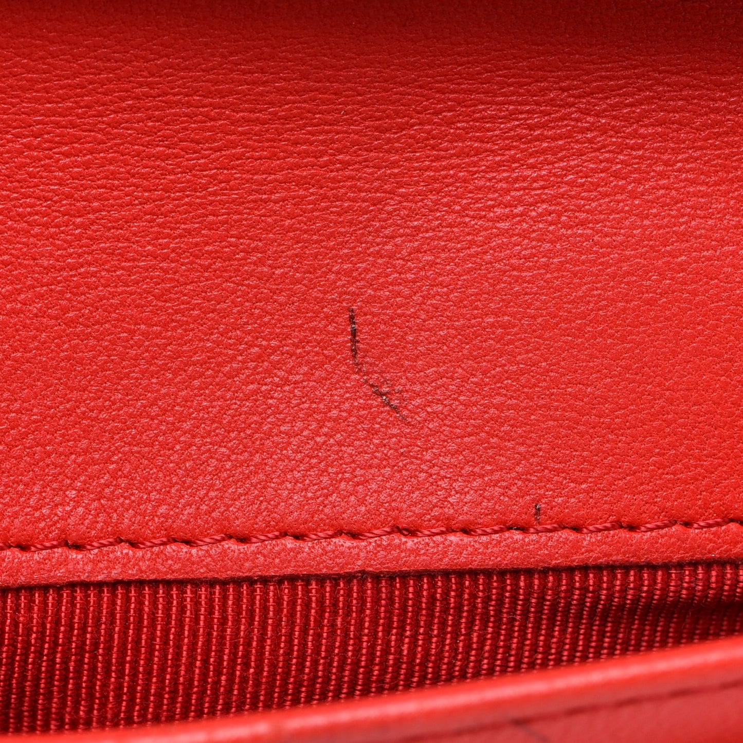Perforated Lambskin Quilted Flap Wallet Red