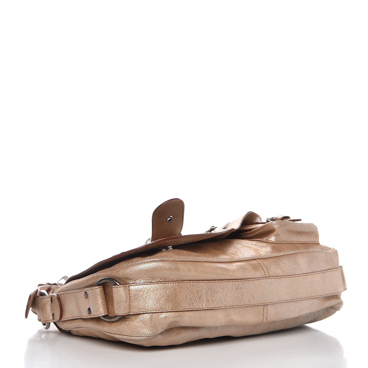 Christian Dior Metallic Calfskin Medium Gaucho Double Saddle Bag Bronze 4 of 13