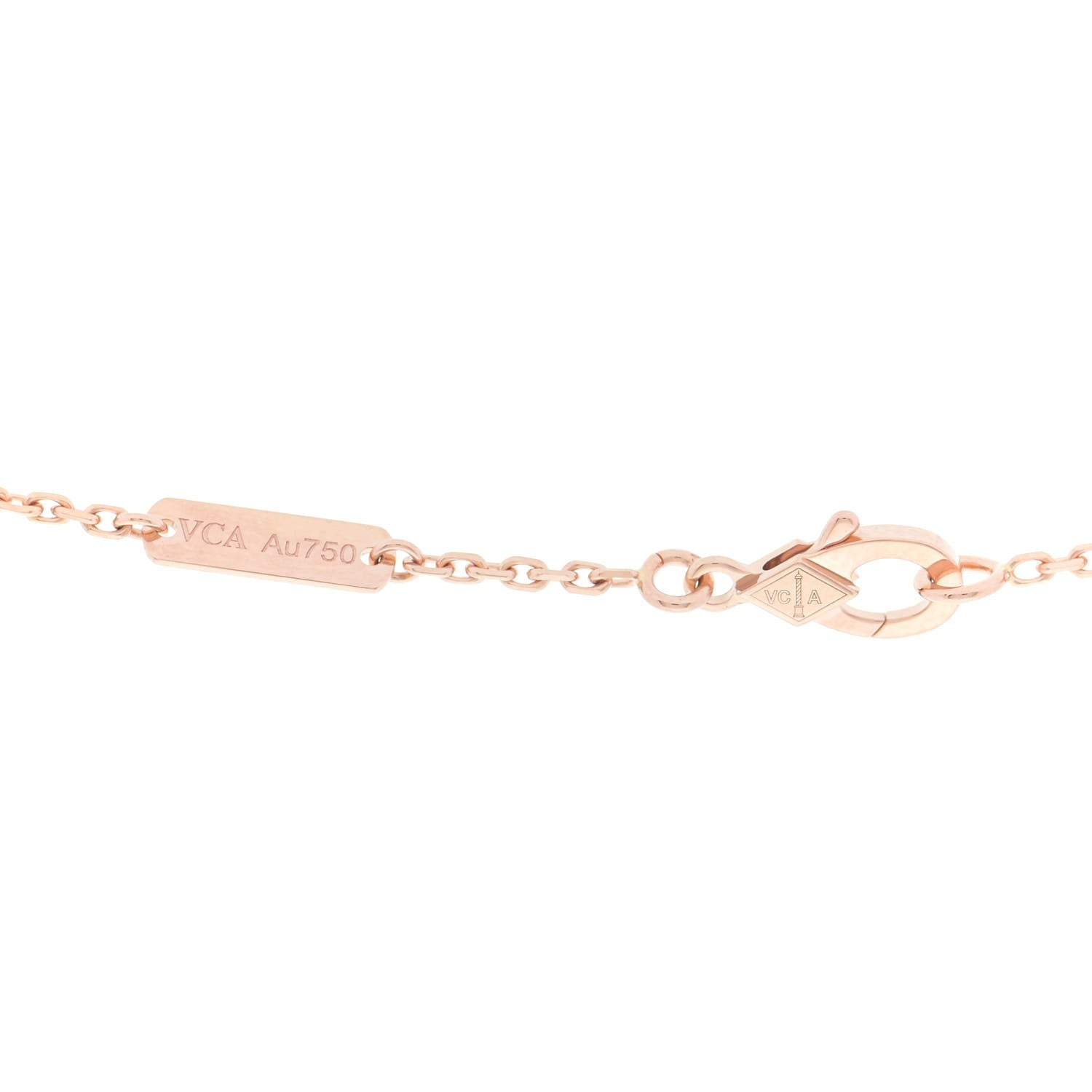 Van Cleef & Arpels 18K Rose Gold Diamond Rhodonite Vintage Alhambra Pendant Necklace 6 of 7