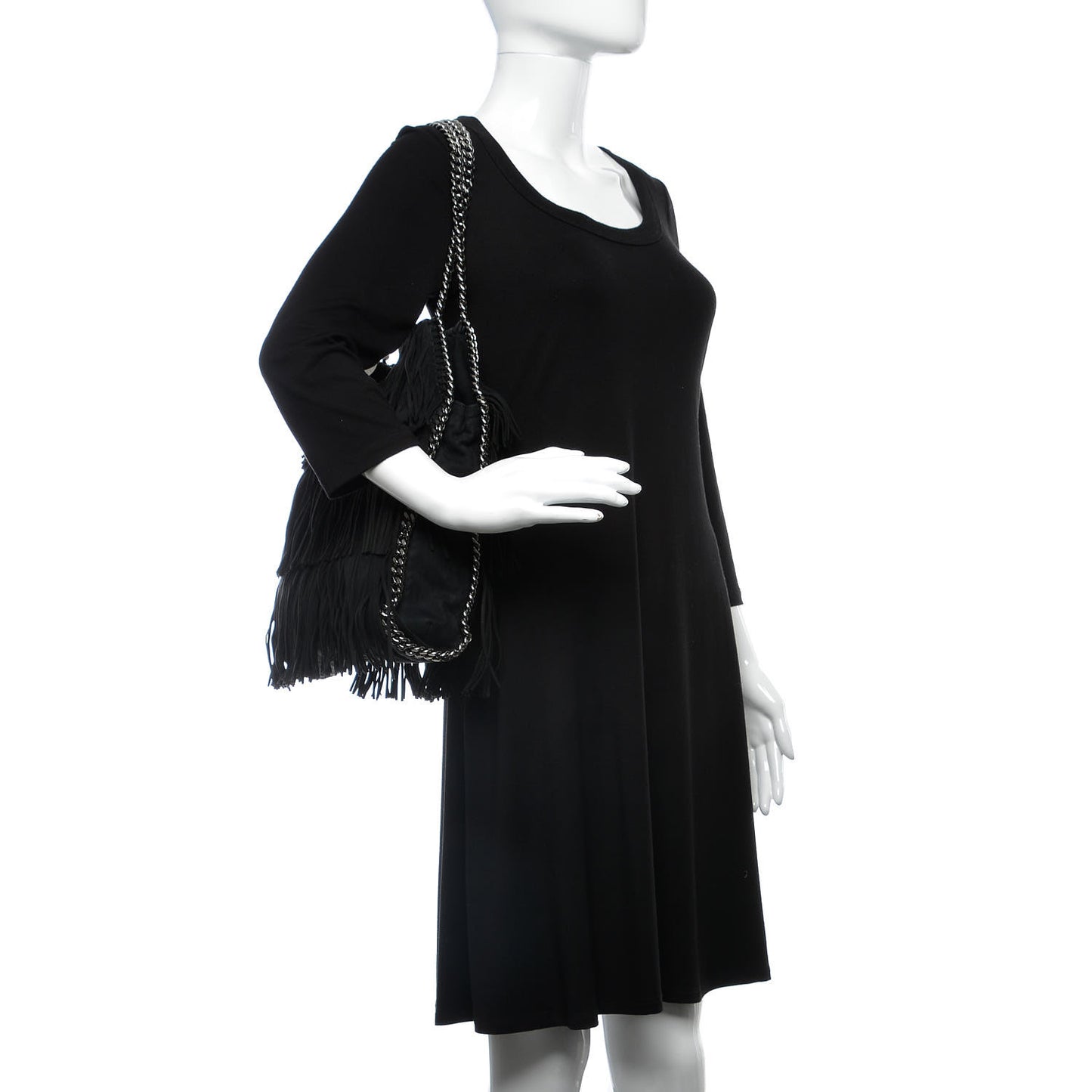 Eco Suede Fringe Falabella Tote Black