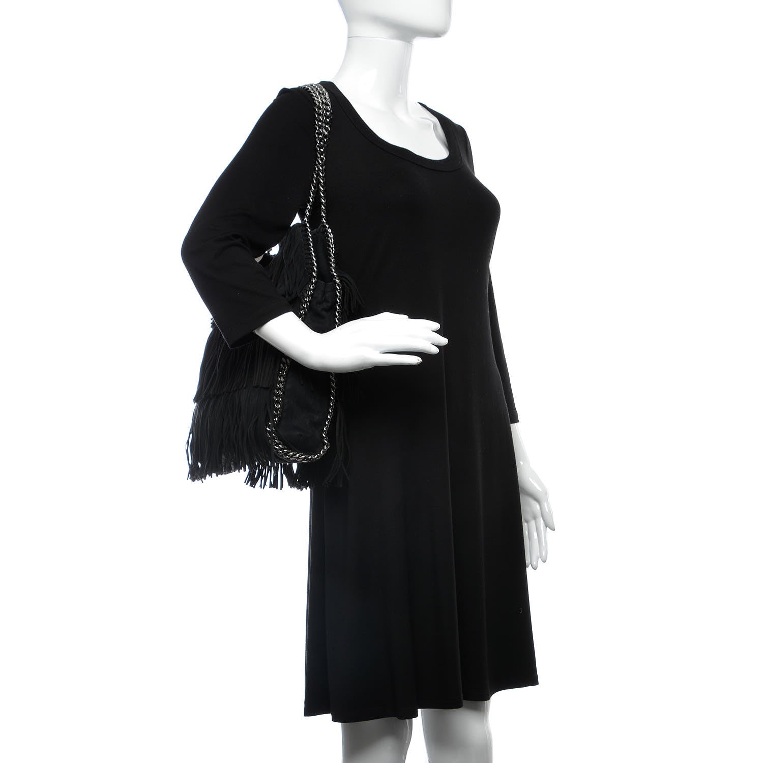 Stella McCartney Eco Suede Fringe Falabella Tote Black 2 of 10