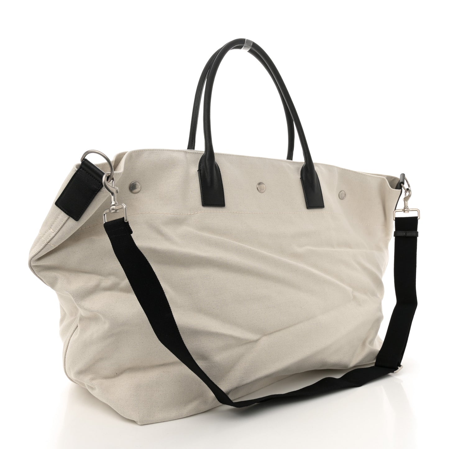 Linen Calfskin Rive Gauche Maxi Tote Grege et Noir