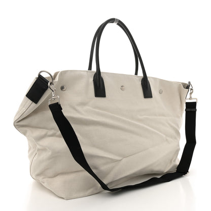 Saint Laurent Linen Calfskin Rive Gauche Maxi Tote Grege et Noir 3 of 12