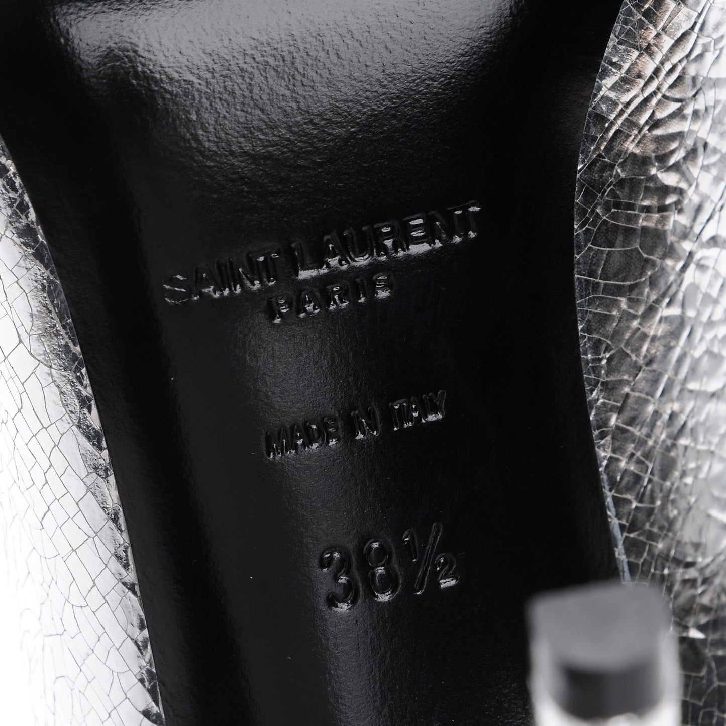 Metallic Cracked Goatskin Anja 105 Pumps 38.5 Argento