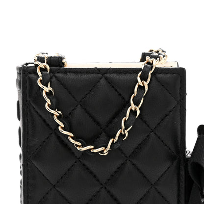 Chanel Lambskin Quilted Book Card Holder on Chain Black 8 of 12