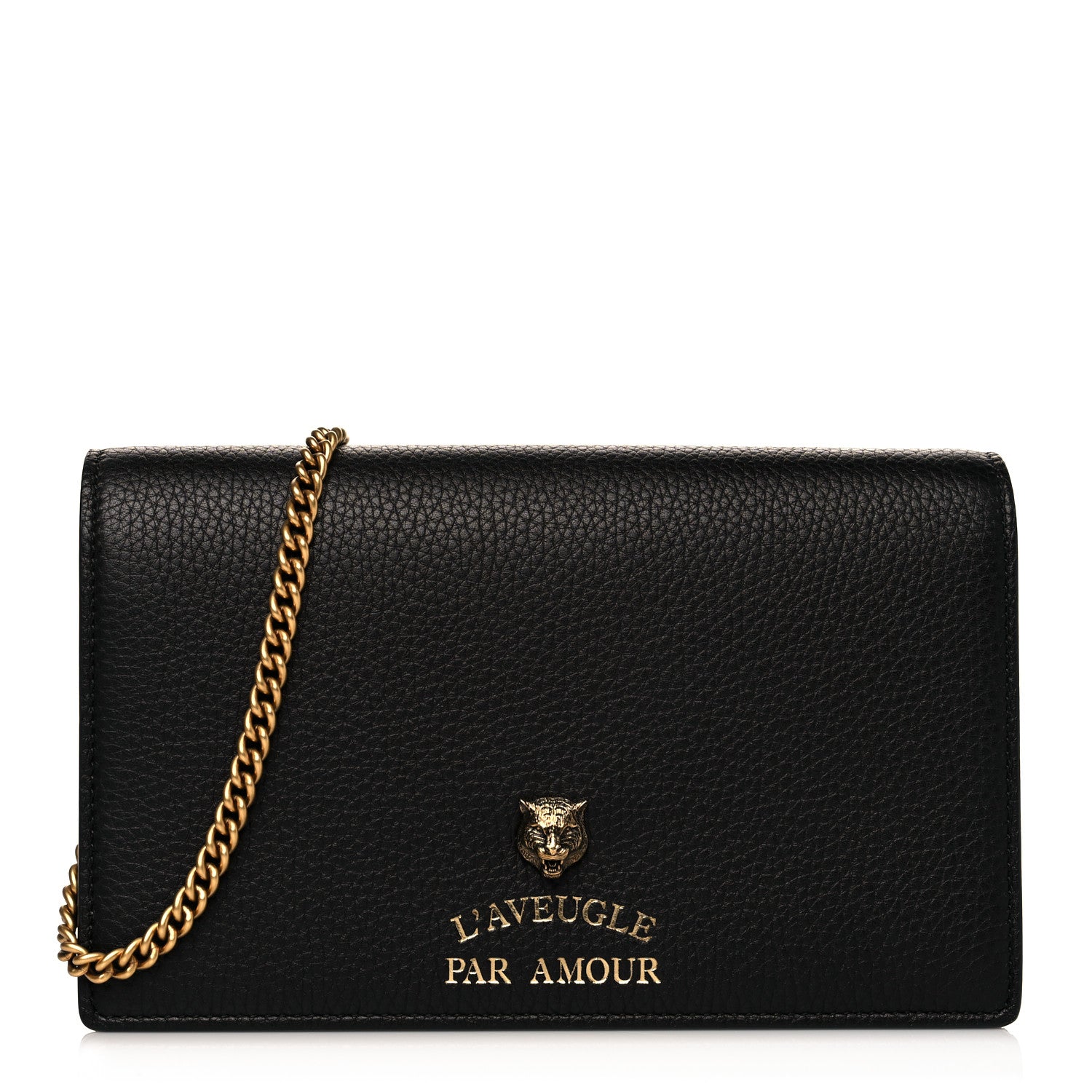 Gucci Grained Calfskin L'aveugle Par Amour Chain Wallet Black 1 of 10