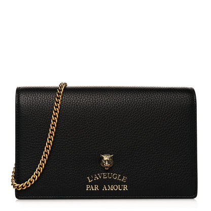 Gucci Grained Calfskin L'aveugle Par Amour Chain Wallet Black 1 of 10