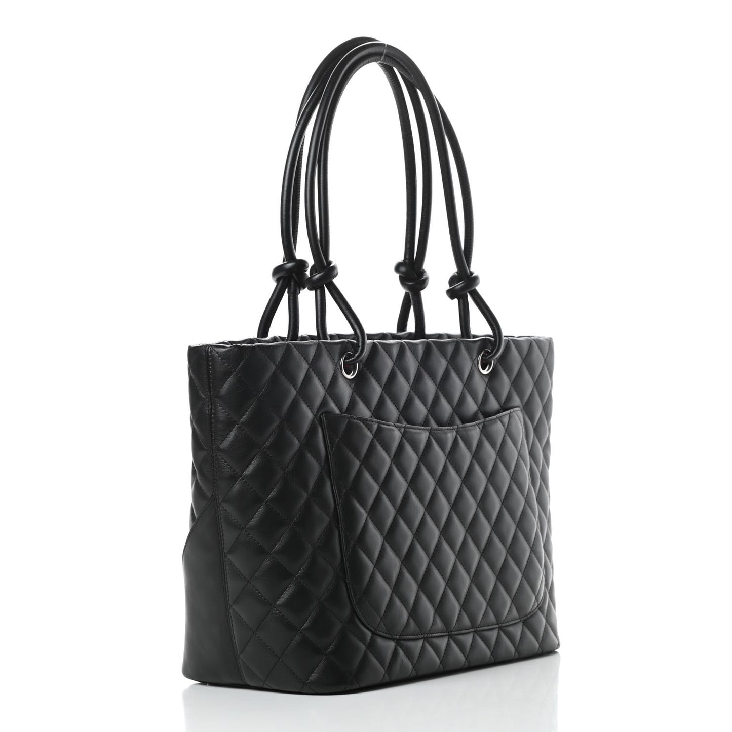 Calfskin Quilted Large Cambon Tote Black