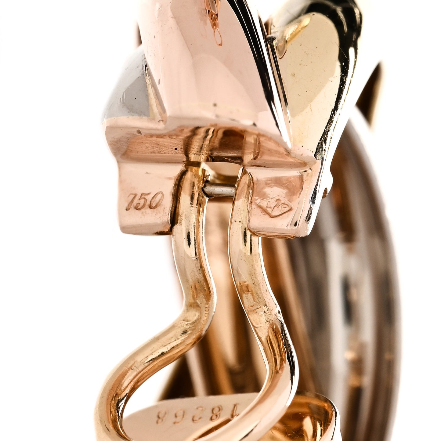 18K Pink Yellow White Gold Trinity Clip-On Hoop Earrings