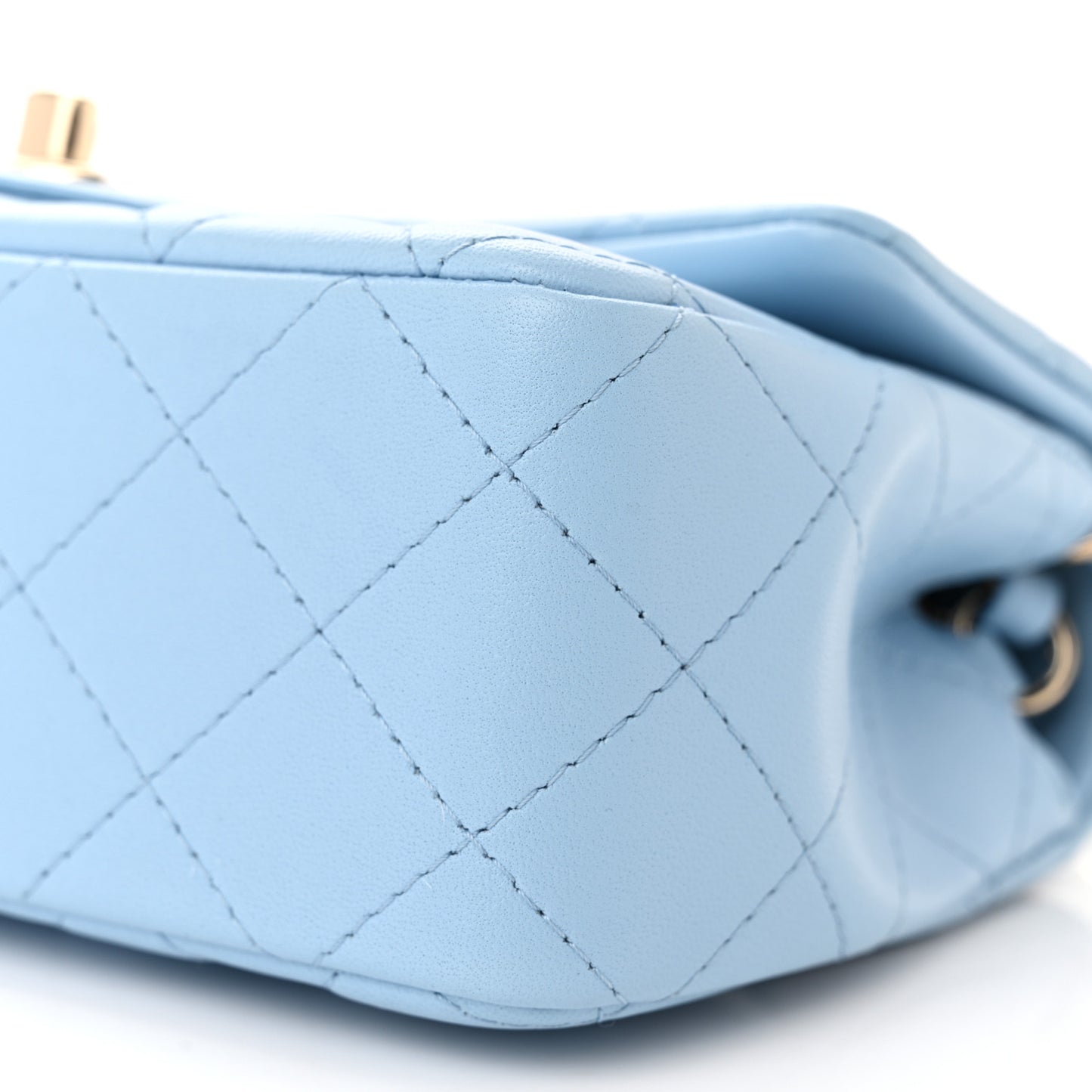 Lambskin Quilted Mini Rectangular Flap Light Blue