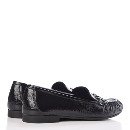 Chanel Crackled Patent Calfskin CC Mocassin Loafers 40 Black 4 of 9