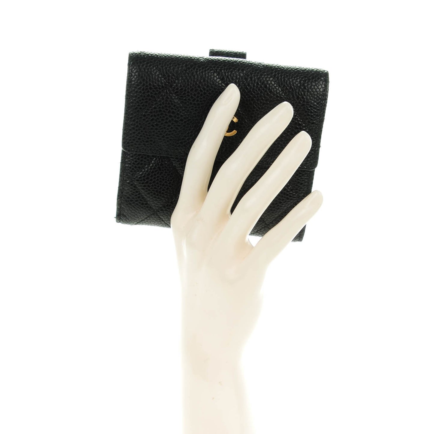Caviar Quilted Compact French Flap Wallet