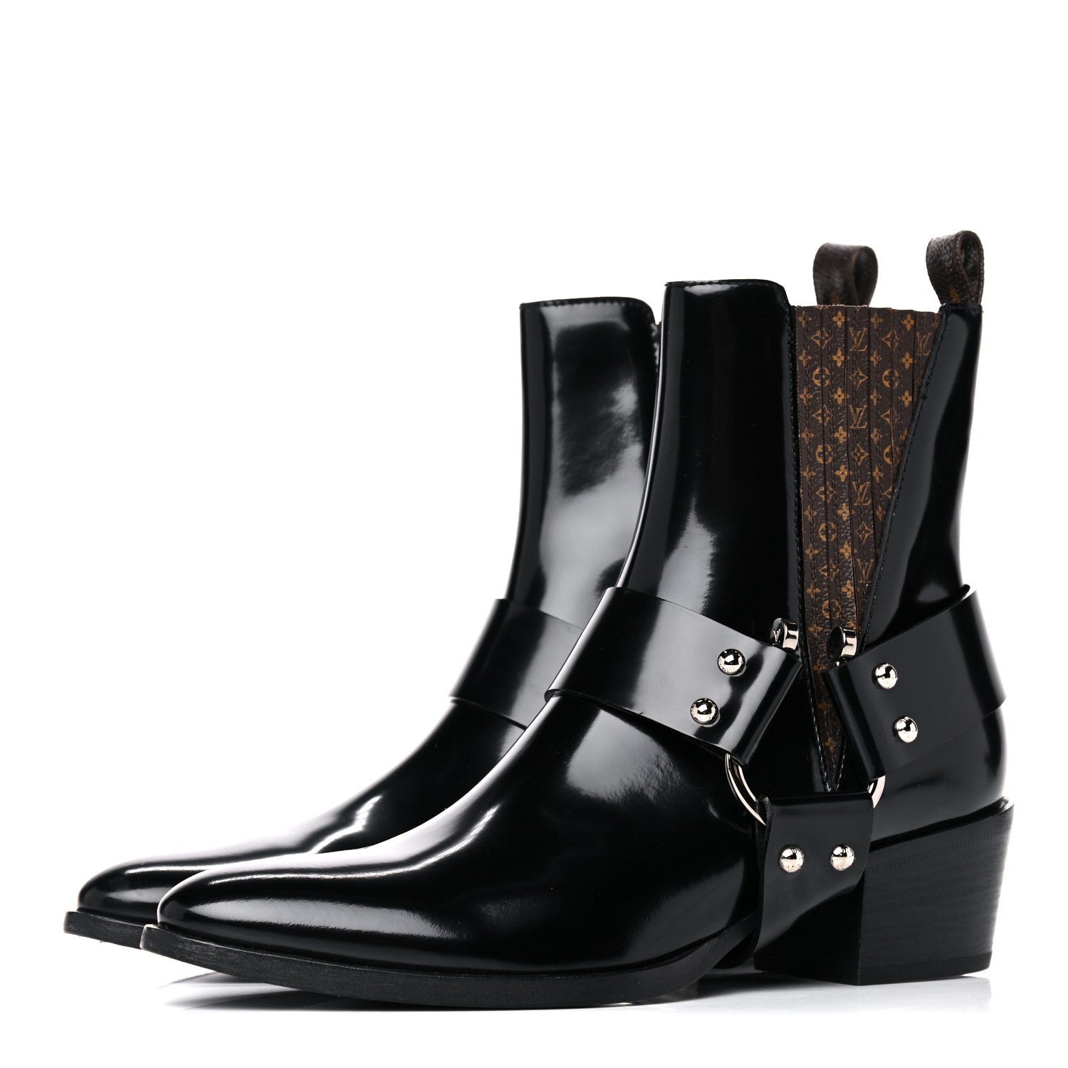 Louis Vuitton Calfskin Monogram Rhapsody Ankle Boots 38.5 Black 3 of 11