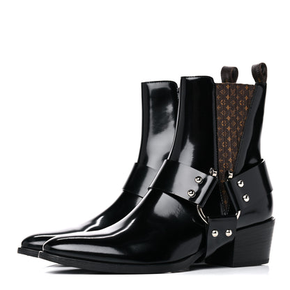 Louis Vuitton Calfskin Monogram Rhapsody Ankle Boots 38.5 Black 3 of 11