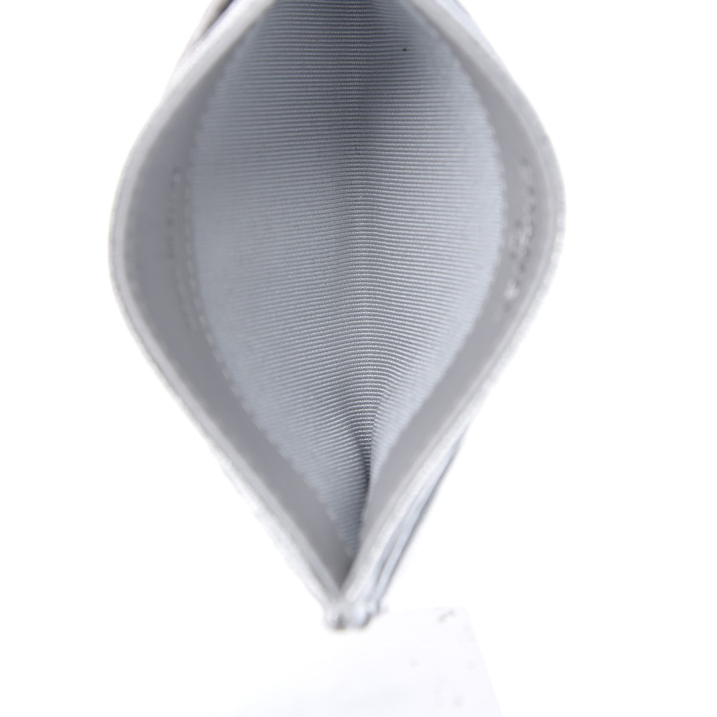 Metallic Lambskin Quilted Card Holder Silver