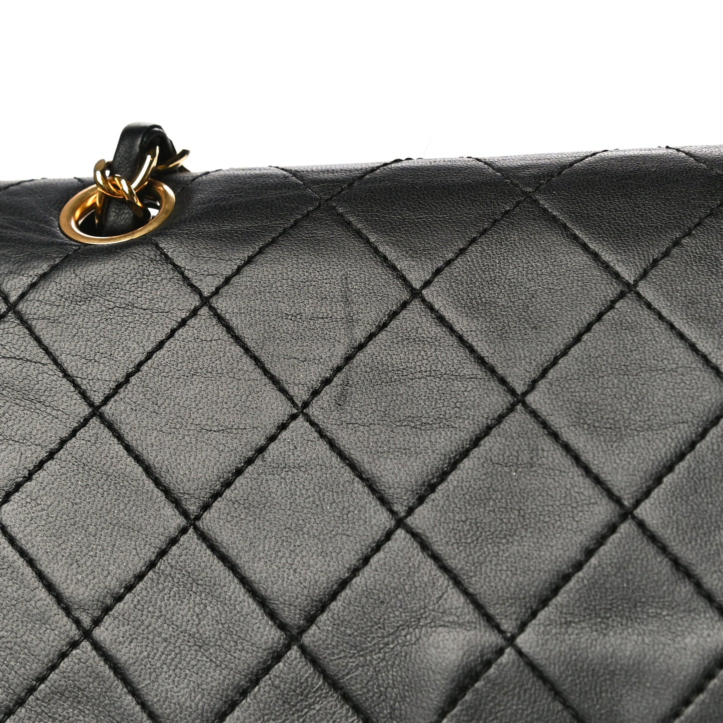Lambskin Quilted Medium Double Flap Black