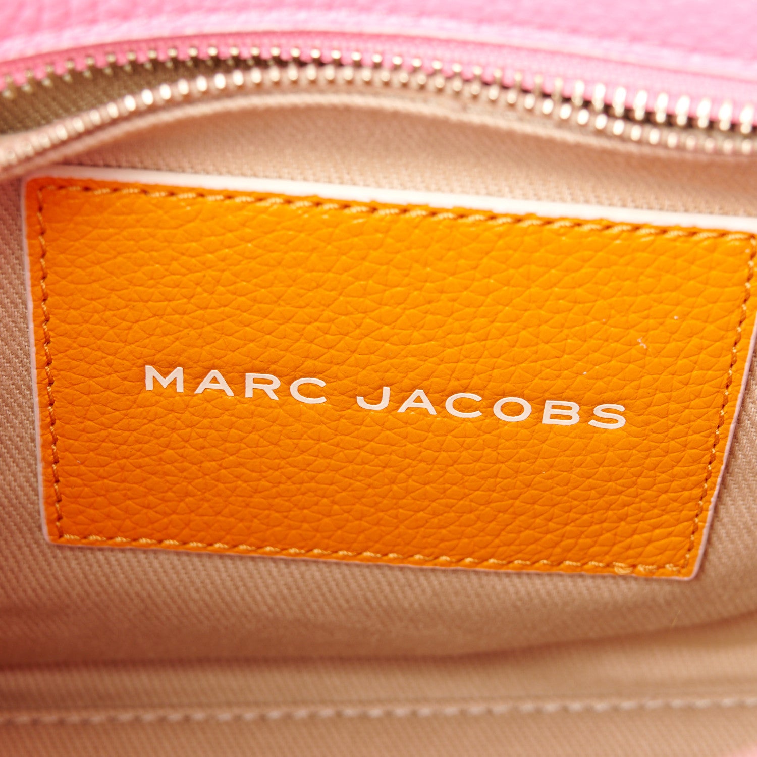 Marc Jacobs Grained Calfskin Small The Tote Bag Pink Orange