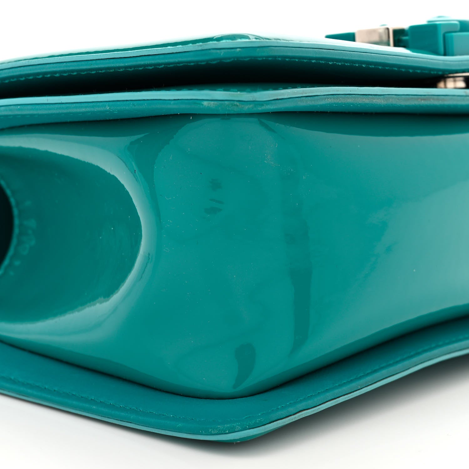 Chanel Patent Calfskin Small Plexiglass Boy Flap Green 9 of 14