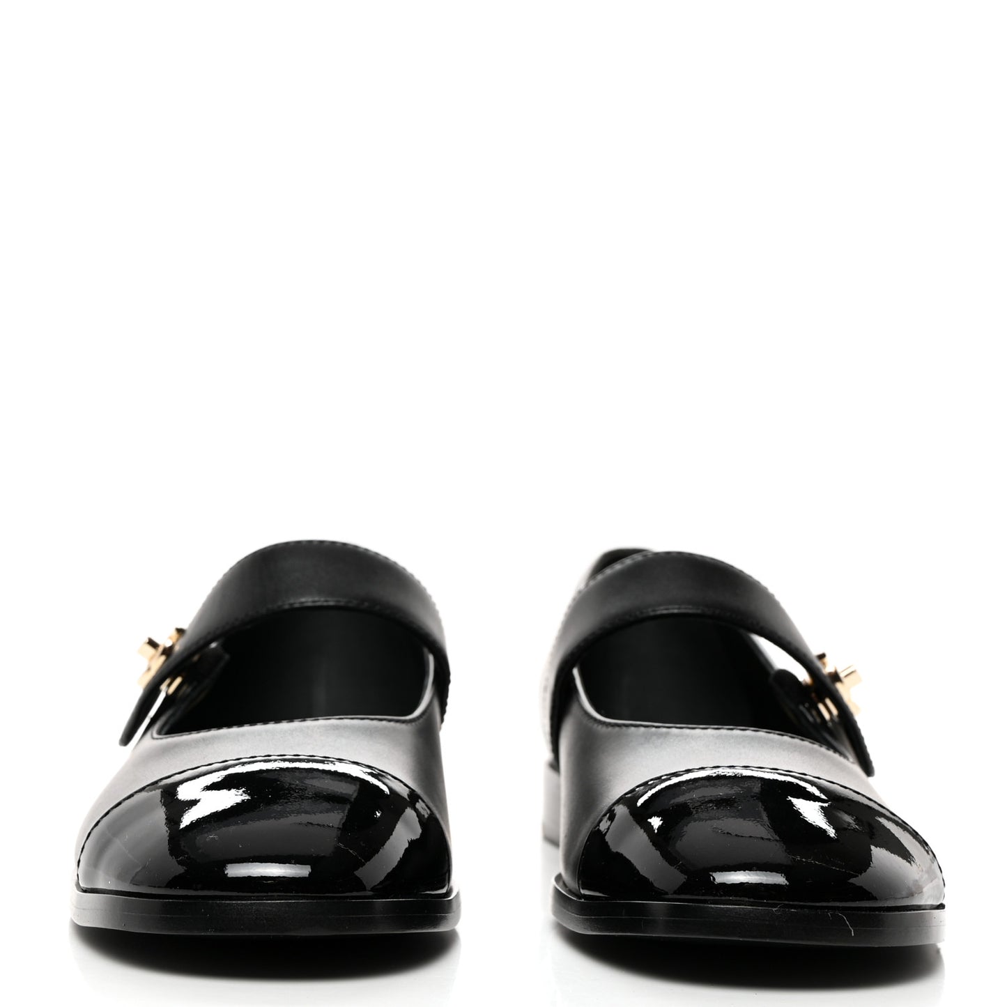 Calfskin Patent Mary Janes Flats 37.5 Black