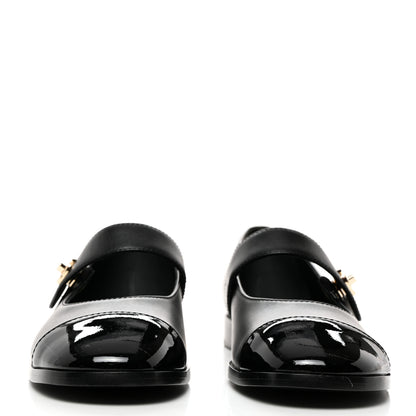Chanel Calfskin Patent Mary Janes Flats 37.5 Black 2 of 8