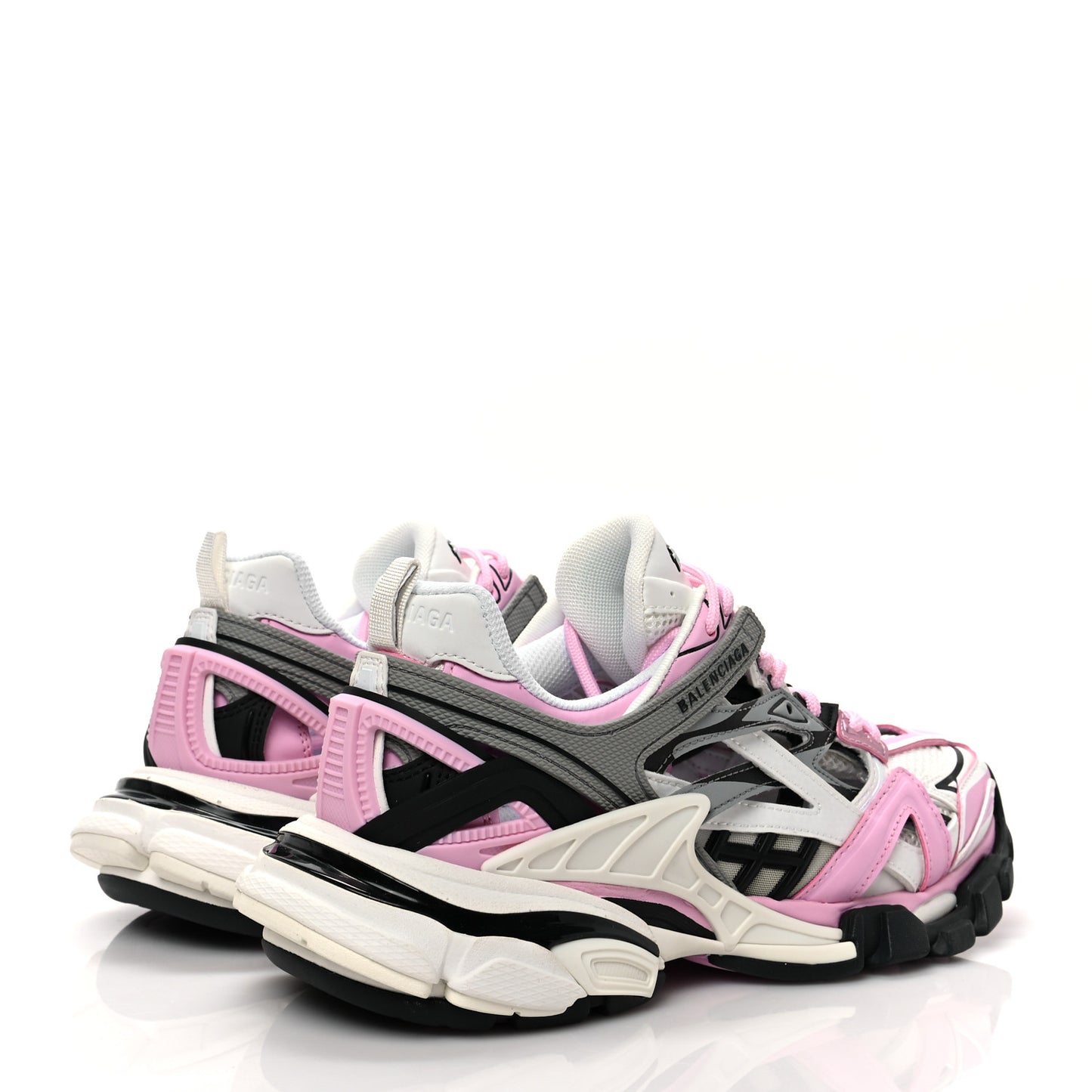 Rubber Mesh Tri-Color Womens Track.2 Open Sneakers 37 Pink Grey White