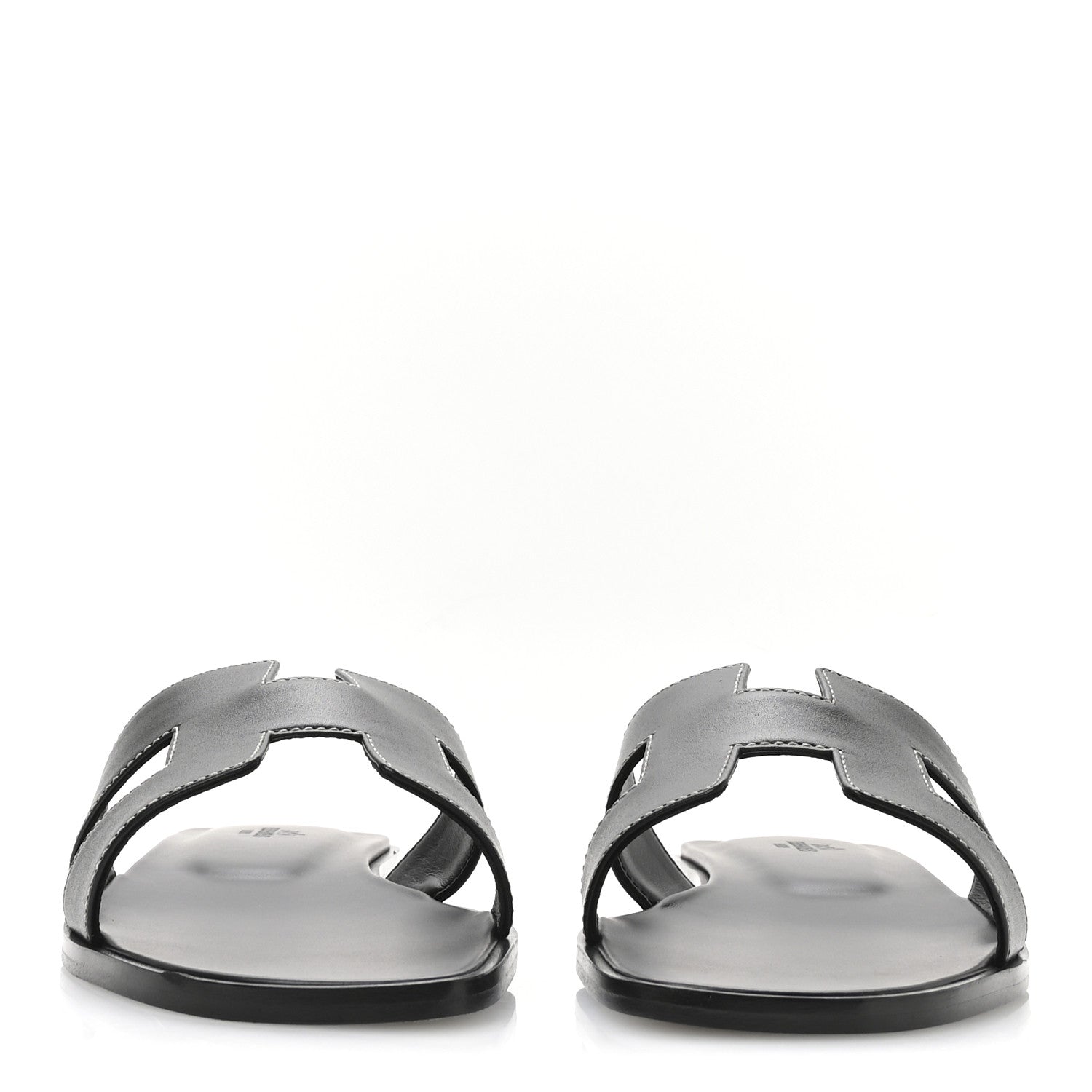 Hermes Box Calfskin Oran Sandals 40 Black 3 of 9