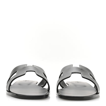 Hermes Box Calfskin Oran Sandals 40 Black 3 of 9