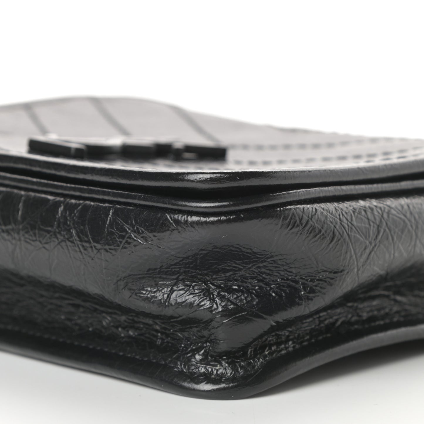 Crinkled Calfskin Matelasse Monogram Niki Chain Wallet Black