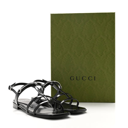 Gucci Calfskin Horsebit Divine Slingback Sandals 37 Black 8 of 8
