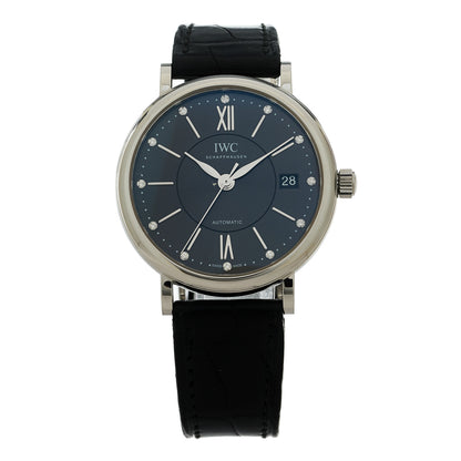 IWC Stainless Steel Alligator Diamond 37mm Portofino Automatic Watch Grey IW458102 1 of 4