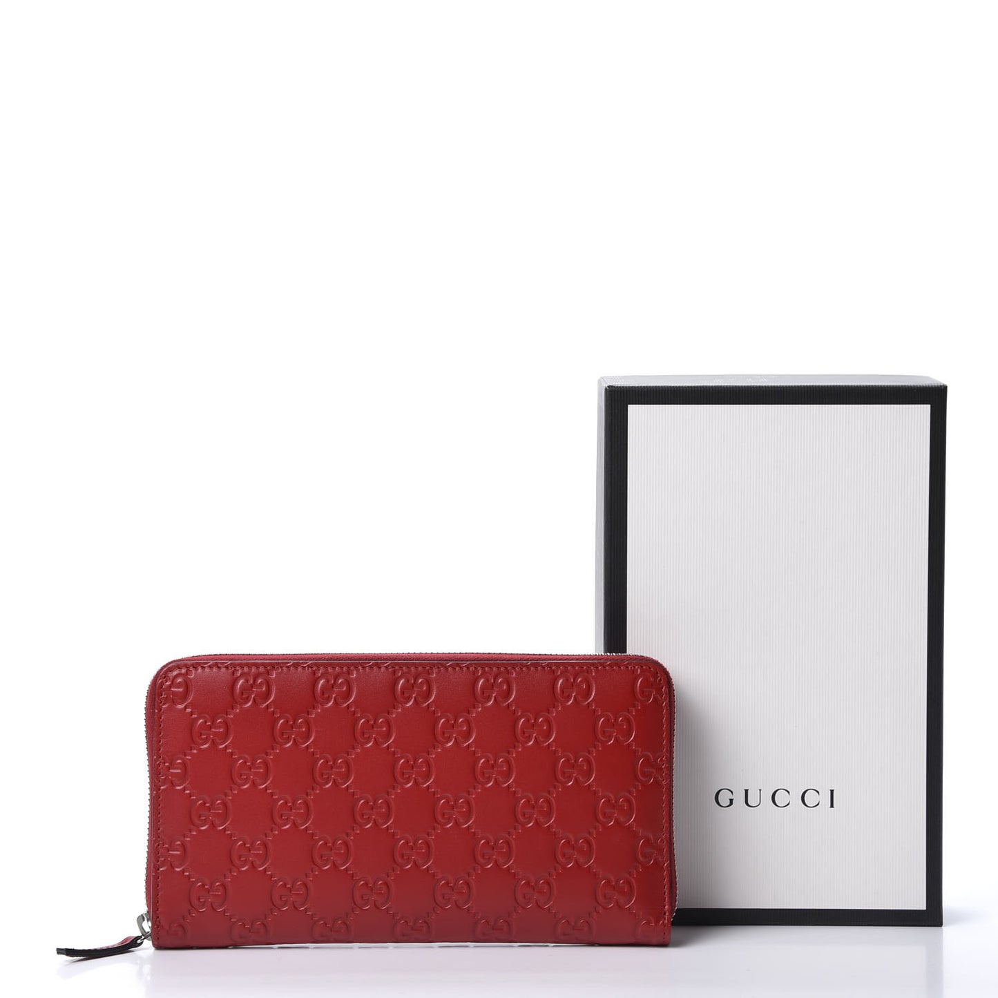 Guccissima Signature Zip Around Organizer Wallet Hibiscus Red