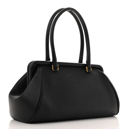 Salvatore Ferragamo Calfskin Frame Satchel Black 3 of 10
