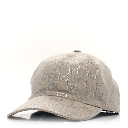 Gucci Canvas Lame GG Monogram Rush Baseball Hat S Gardenia Silver 1 of 11