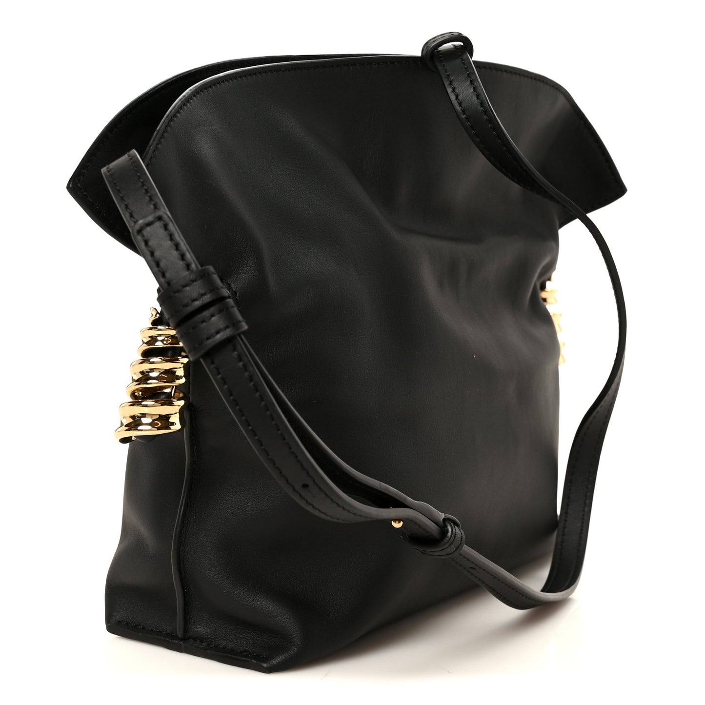 Calfskin Mini Coil Flamenco Clutch Black