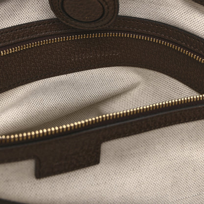 Gucci Monogram Jumbo GG Textured Dollar Calfskin Web Medium Ophidia Shopping Tote Camel Ebony 7 of 11