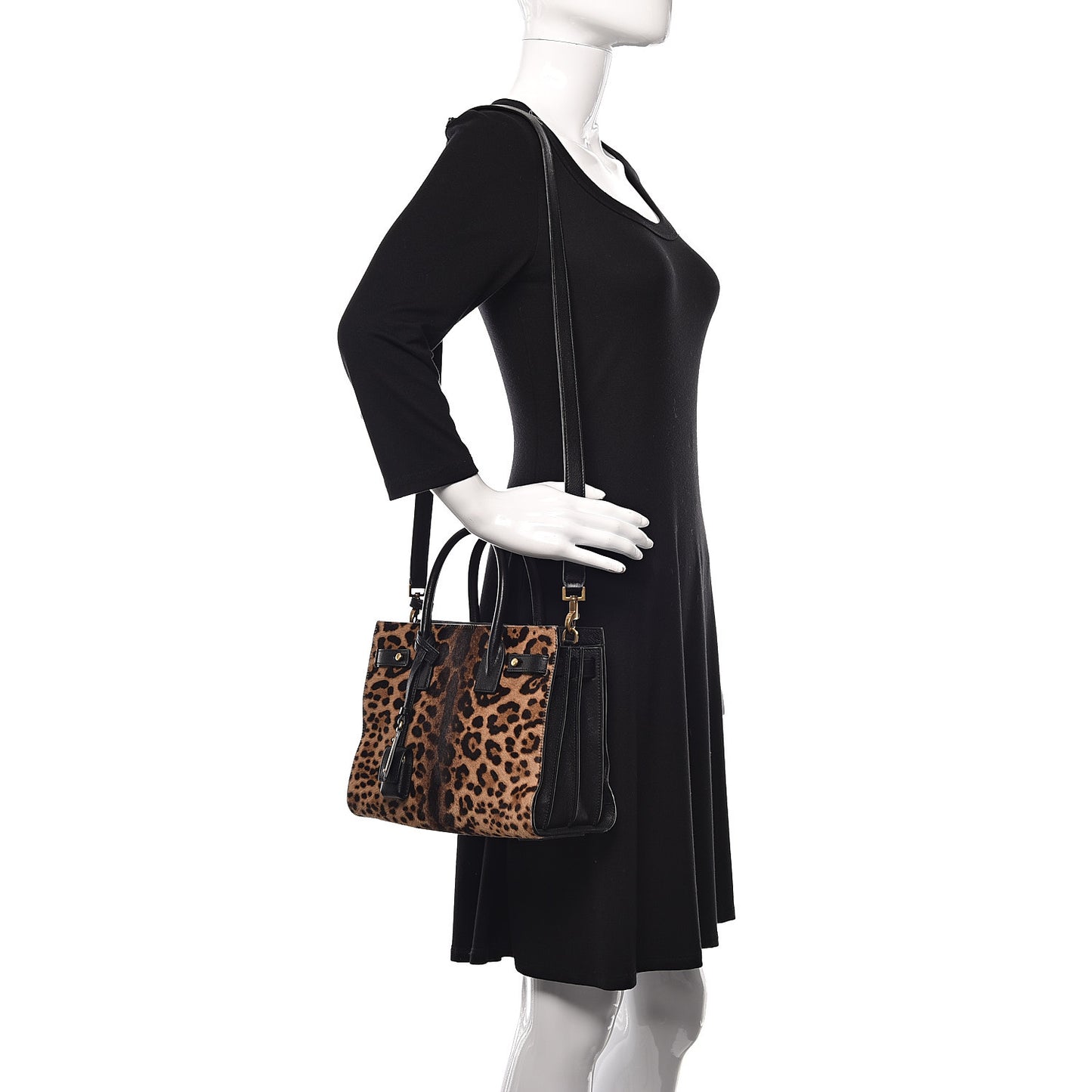 Pony Effect Calfskin Leopard Print Baby Supple Sac De Jour