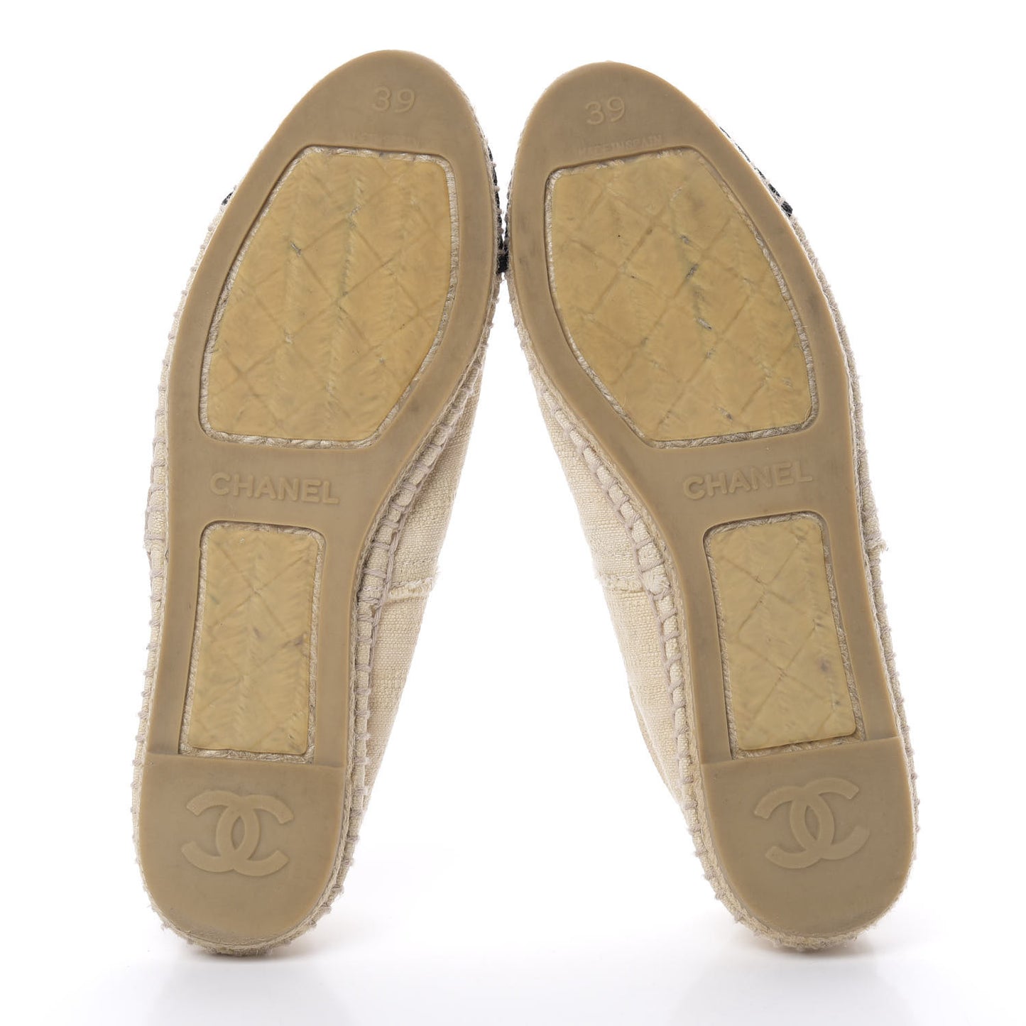 Linen CC Espadrilles 39 Beige Black