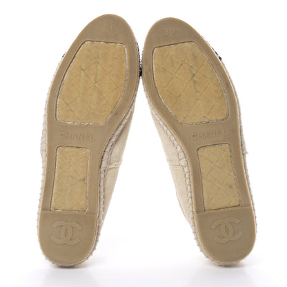 Chanel Linen CC Espadrilles 39 Beige Black 5 of 12