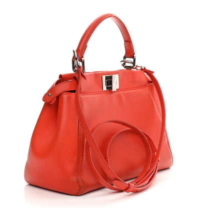 Fendi Nappa Mini Peekaboo Iconic Satchel Papavero 3 of 12