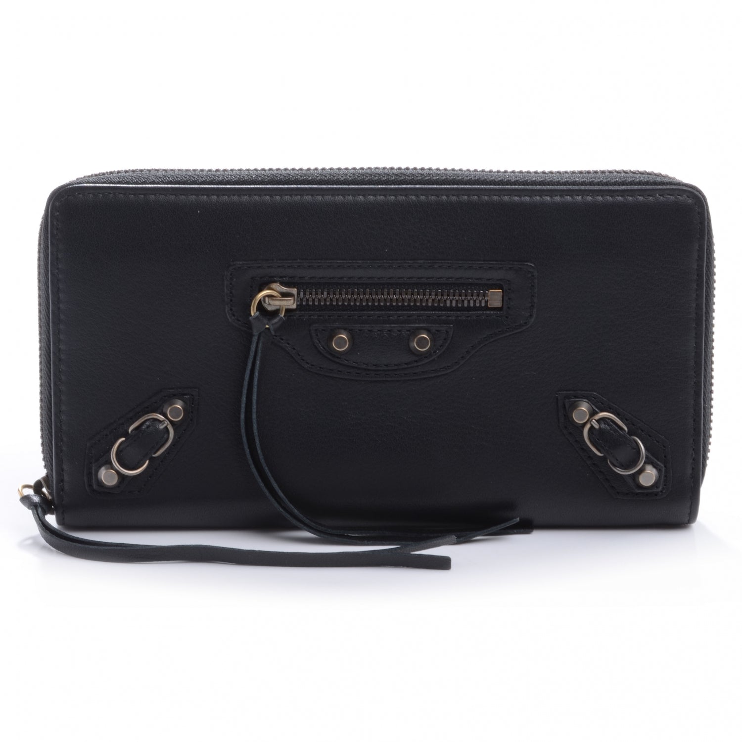 Balenciaga Calfskin Papier Continental Zip Around Wallet Black 1 of 8