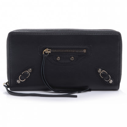 Balenciaga Calfskin Papier Continental Zip Around Wallet Black 1 of 8