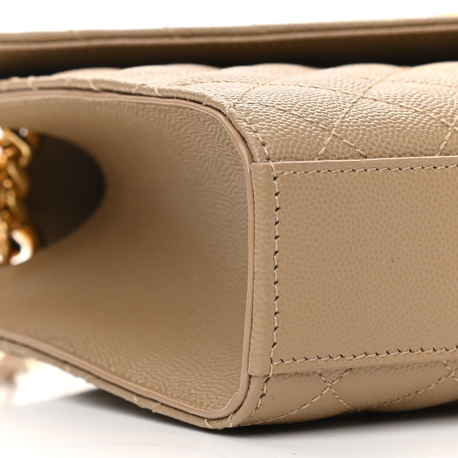 Saint Laurent Grain De Poudre Textured Mixed Matelasse Medium Triquilt Monogram Satchel Dark Latte 10 of 12