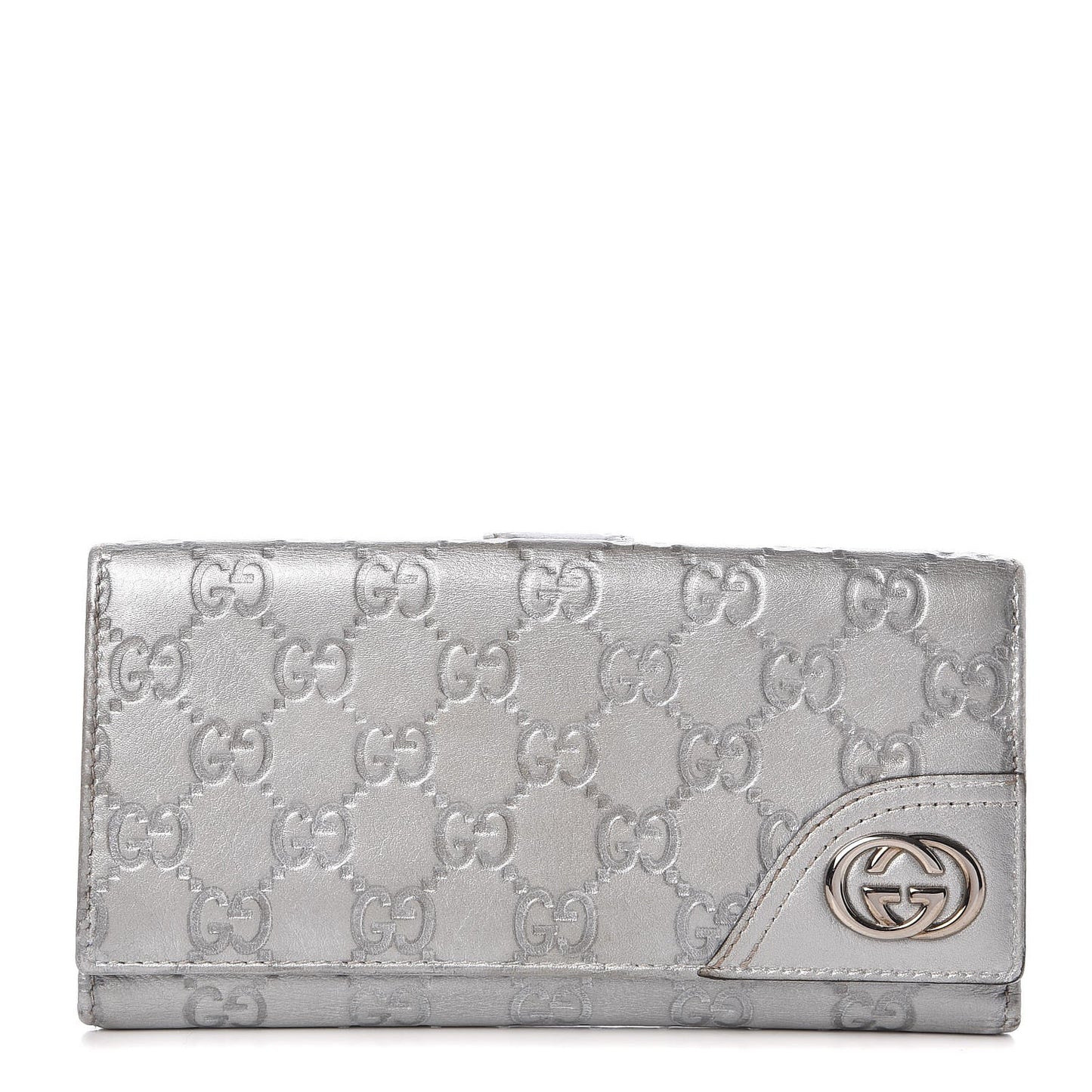 Guccissima New Britt Continental Snap Wallet Silver
