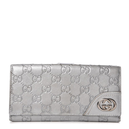 Gucci Guccissima New Britt Continental Snap Wallet Silver 1 of 9