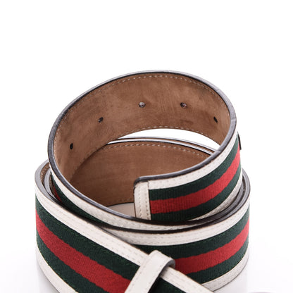 Gucci Calfskin Web Interlocking G Belt 90 36 White 4 of 5