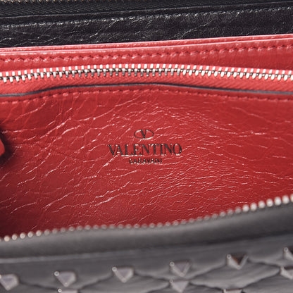 Valentino Garavani Craquele Nappa Rockstud Spike Zip Around Wallet Black 6 of 9