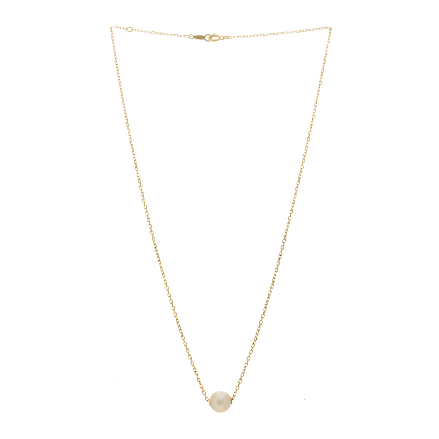 Mikimoto 18K Yellow Gold Akoya Pearl 7.5-8mm Single Pendant Necklace 3 of 4