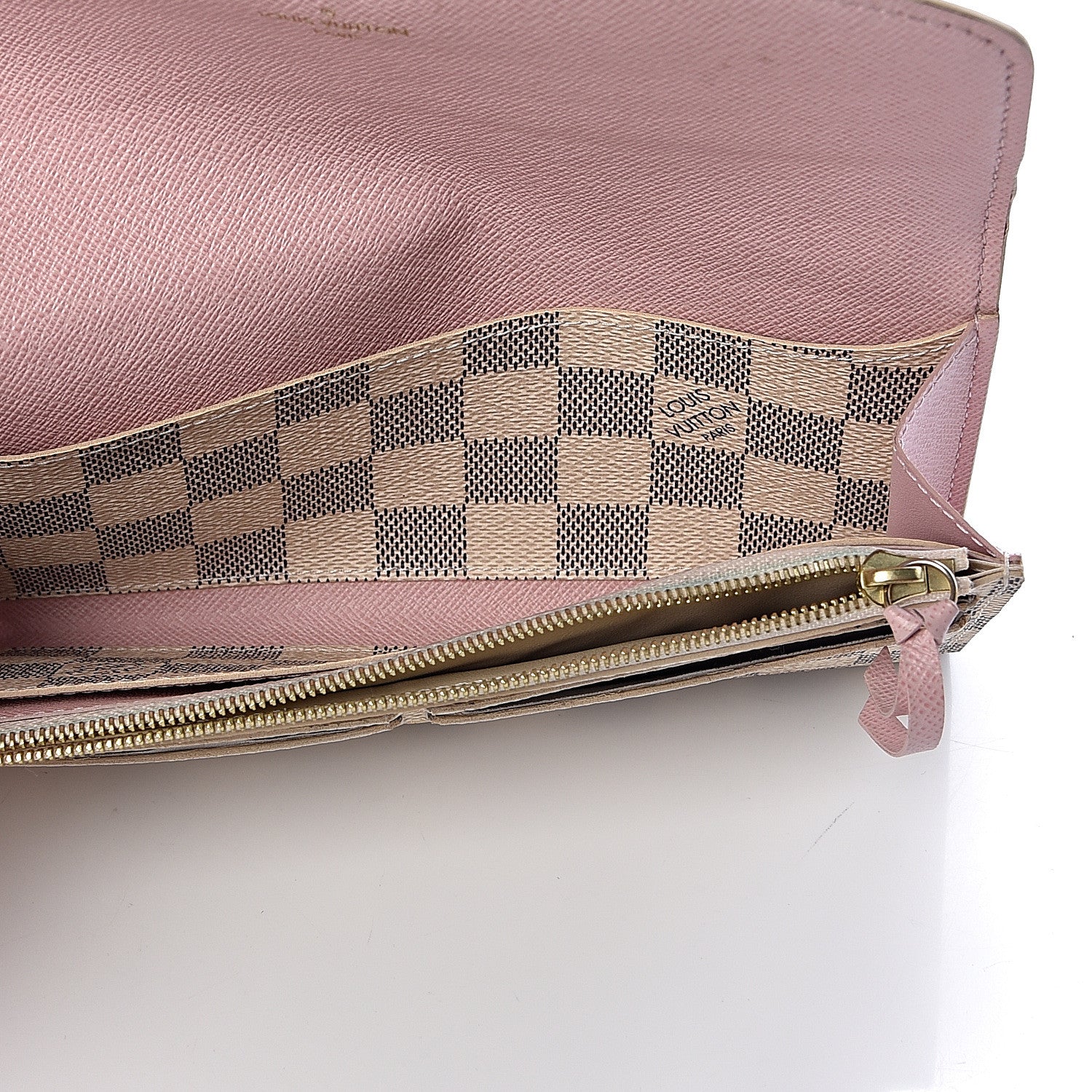 Louis Vuitton Damier Azur Emilie Wallet Rose Ballerine 5 of 7