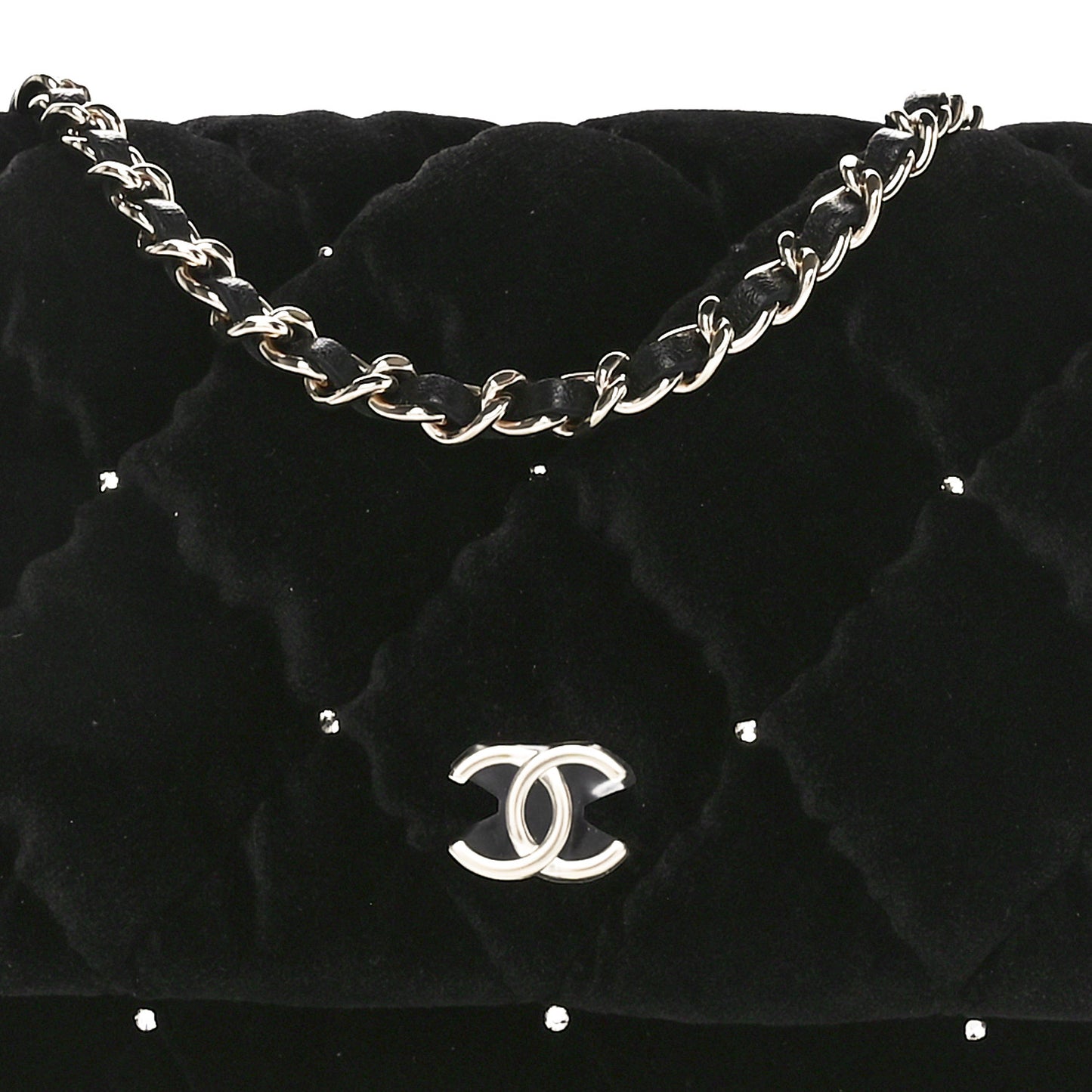 Velvet Diamanté Quilted Flap Clutch Black