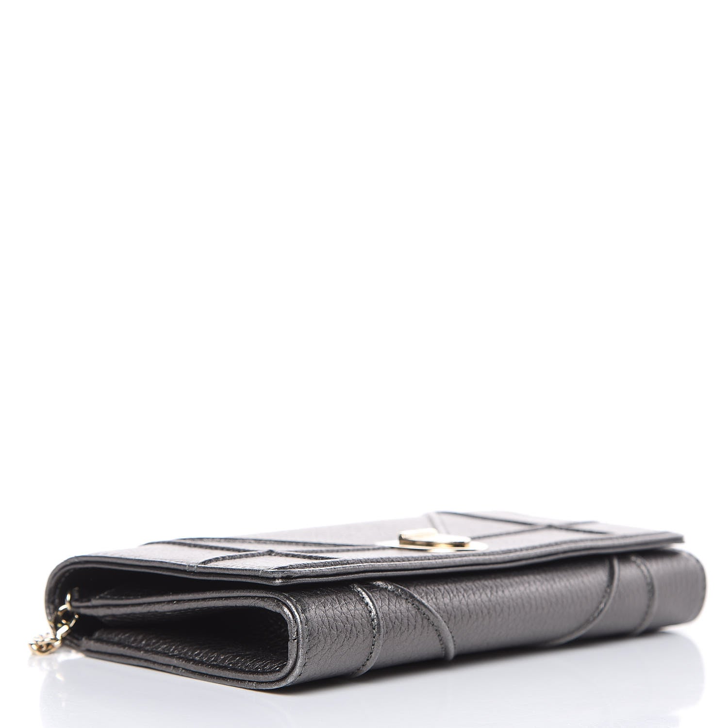 Christian Dior Metallic Grained Calfskin Diorama Croisiere Chain Wallet Gunmetal Grey 4 of 10